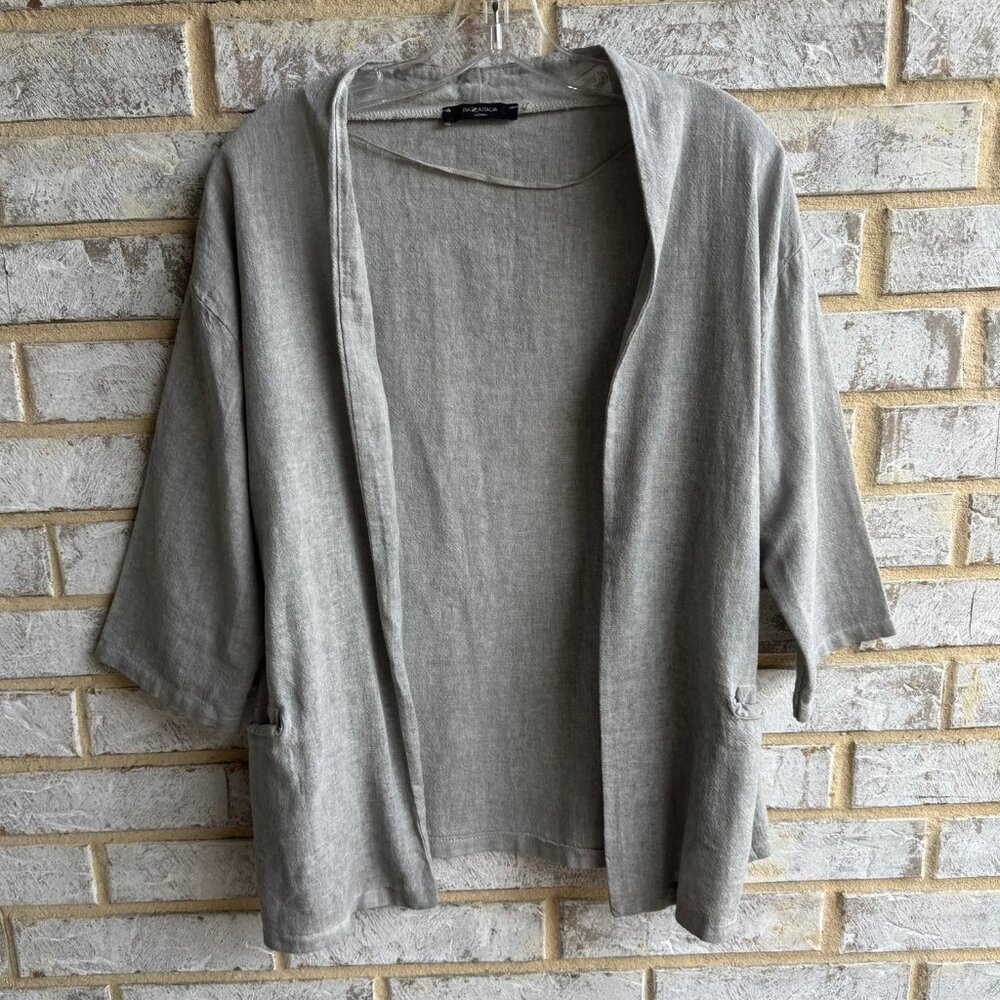 PIAZA ITALIA 3/4 Sleeve Linen Blend Open Front Cardigan  Women's Size S/M